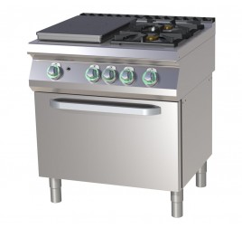 2 égőfejes 1 zónás francia lapos RedFox gáztűzhely elektromos, statikus sütővel